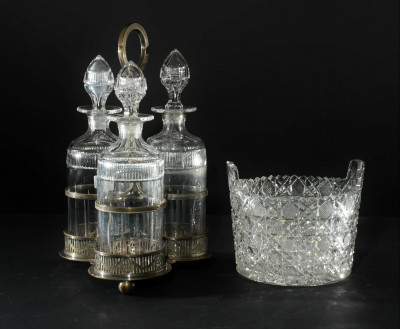 Image for Lot English Decanter Set and Cut Glass Ice Bucket