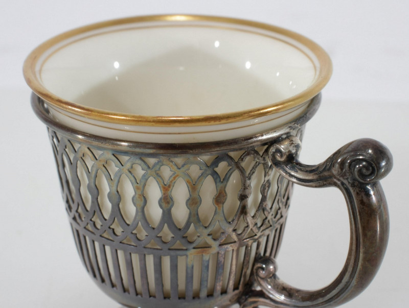 Tiffany Sterling and Lenox Porcelain Demitasse Set