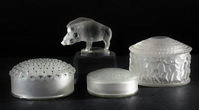 Image for Lot 2 Lalique Powder Boxes, Covered Jar & Boar