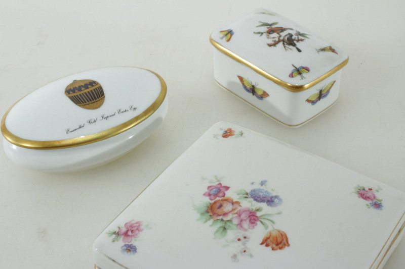 Porcelain and Silver Boxes, Herend, Limoges