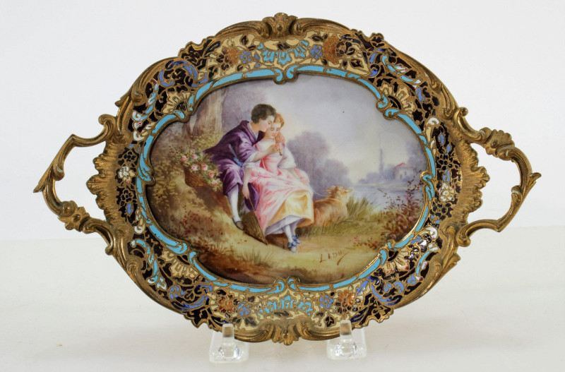 Sevres Porcelain and Cloisonne Bronze Tray