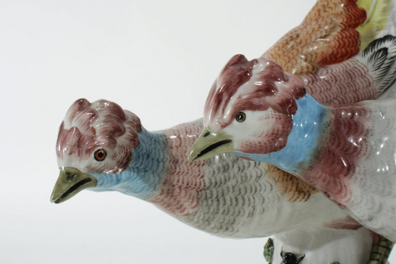 Pair Sevres Style Porcelain Pheasants
