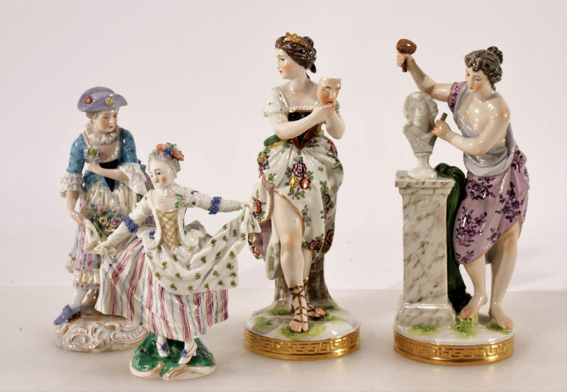 2 German and 2 Continental Porcelain Figurines