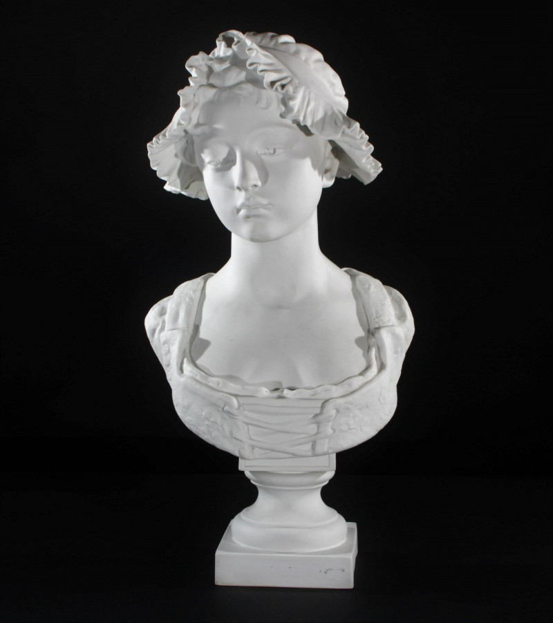French Bisque Porcelain Bust of a Young Lady
