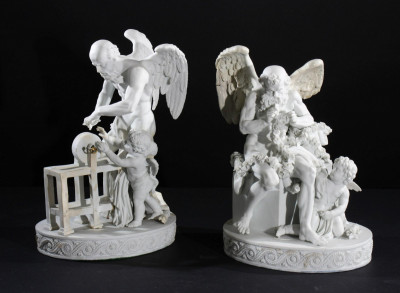 Image for Lot Pair Continental Bisque Allegorical Figural Groups