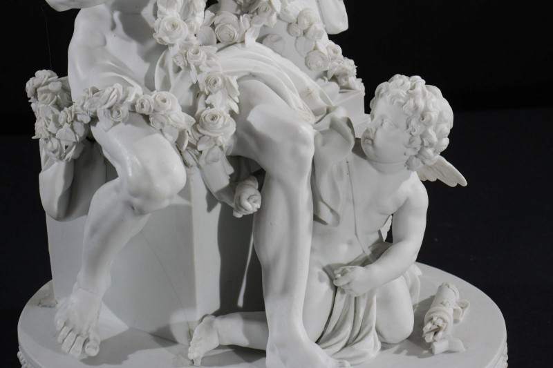 Pair Continental Bisque Allegorical Figural Groups