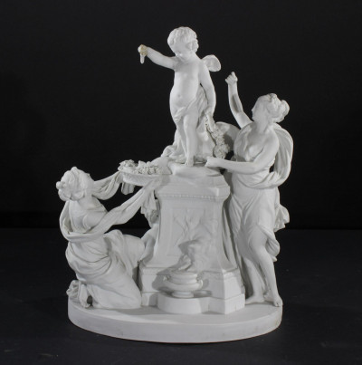 2 Continental Bisque Figural Groups, Bacchus
