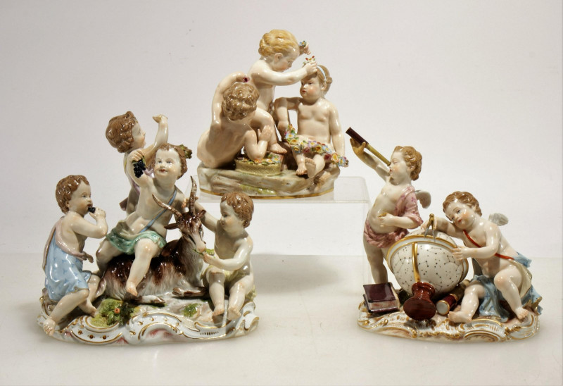 3 Meissen Porcelain Figural Groups