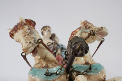 Italian Ceramic Chariot Group & Equestrian