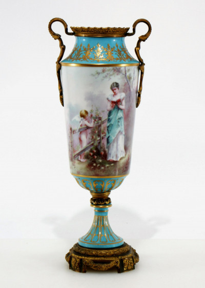 Image for Lot Sevres Style Porcelain Urn, by C Velly
