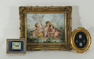 Image for Lot 19th-20th C. Painted Ceramic Tiles