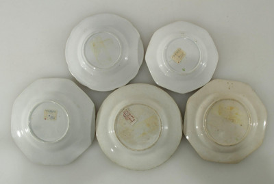 5 English Stoneware Story Plates