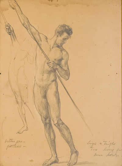 Image for Lot Artist Unknown - Study of Man with Spear