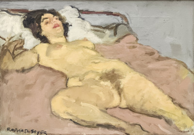 Image for Lot Raphael Soyer - Nude Reclining in Bed