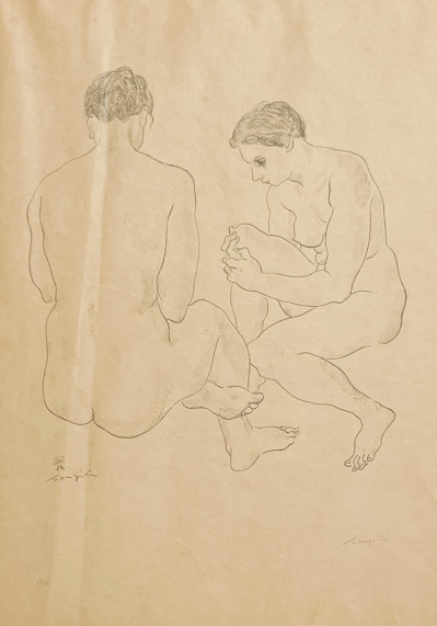 Image for Lot Léonard Tsuguharu Foujita - Two Seated Nudes