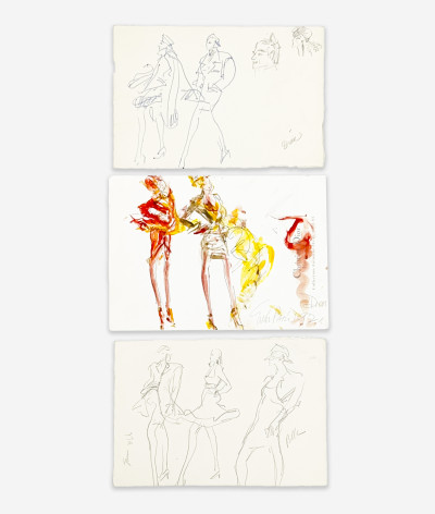 Image for Lot Joe Eula - 3 Fashion Drawings for Dior