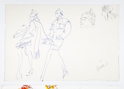 Joe Eula - 3 Fashion Drawings for Dior