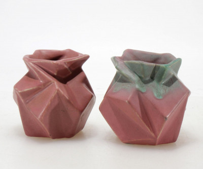 Two Muncie Ruba Rombic Pottery Vases