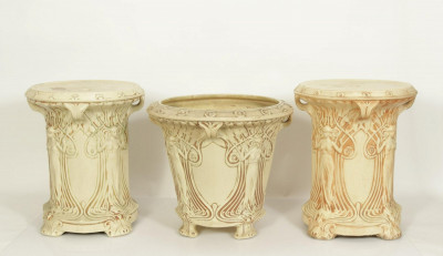 Weller Art Nouveau Cream Pottery Jardiniere