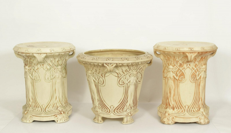 Weller Art Nouveau Cream Pottery Jardiniere