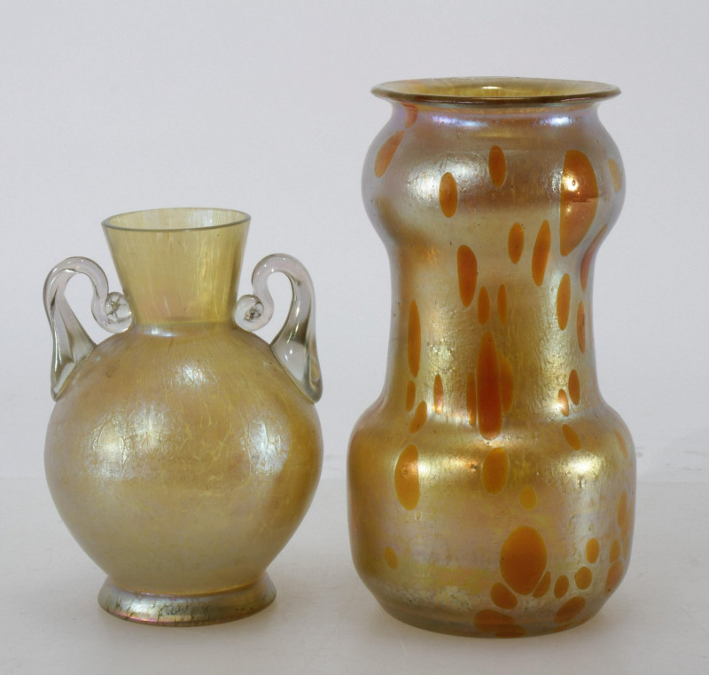 Group of Loetz Style Iridescent Glass Vases