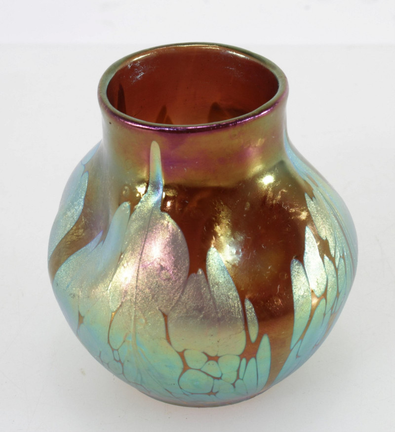 Two Loetz Style Iridescent Glass Vases
