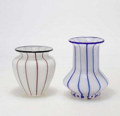 Tow Loetz Opaline Glass Cabinet Vases