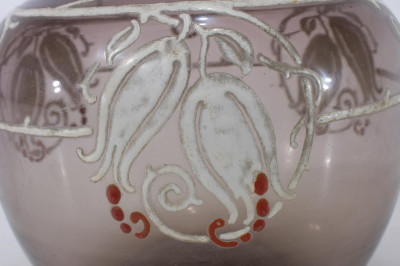 Attributed to Leune Enameled Glass Vase, c. 1930