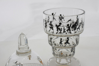 Austrian Enameled Glass Vases & Spice Jar