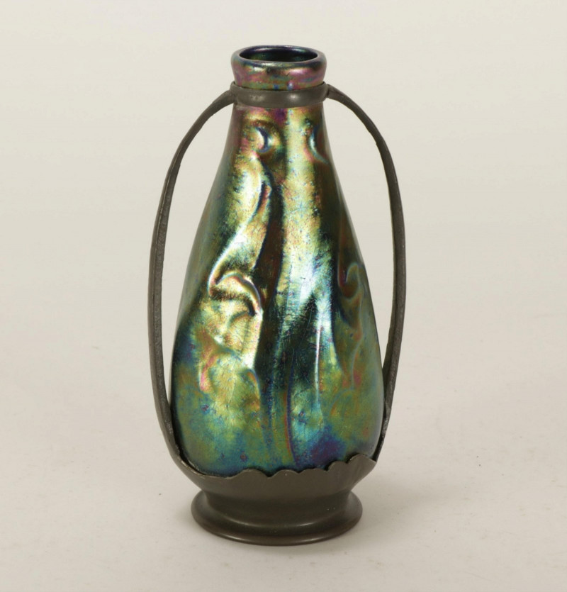 Heliosine - Pewter & Iridescent Glass Vase