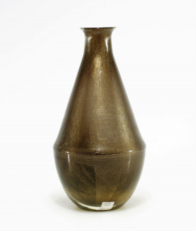Image for Lot Flavio Poli - Gold Flecked Smoked Glass Vase