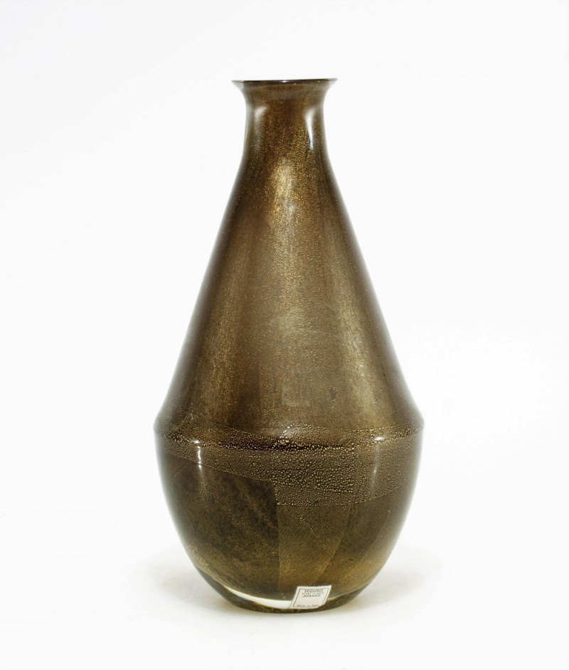Flavio Poli - Gold Flecked Smoked Glass Vase