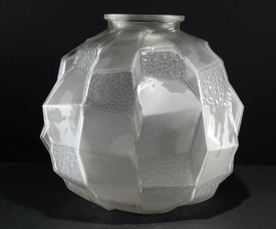 Art Deco Frosted & Mottled Glass Vase