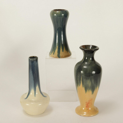 Muncie - Six Drip Glazed Pottery Vases