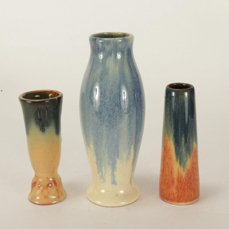 Muncie - Six Drip Glazed Pottery Vases