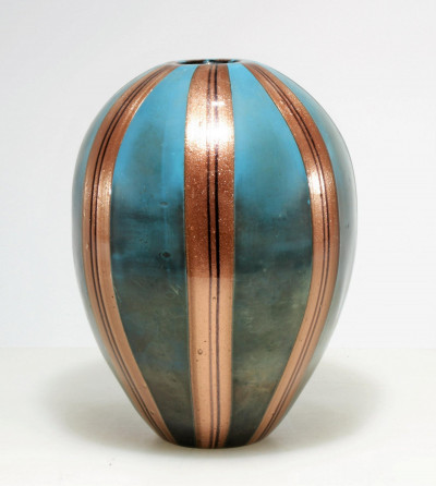 Image for Lot Attr Vittorio Ferro - Aventurine & Blue Glass Vase