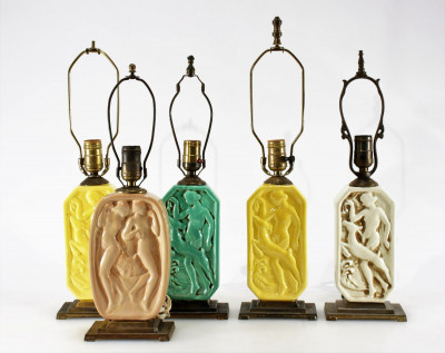Image for Lot Group of Art Deco Pottery Lamps