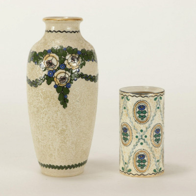 Ernst Wahliss Amphora Vase & Small Canister
