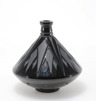 Jarvil Nancy Deco Etched Glass Vase, poss. Delotte