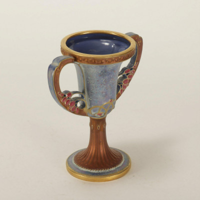 Amphora Gilt Iridescent Glazed Pottery Urn