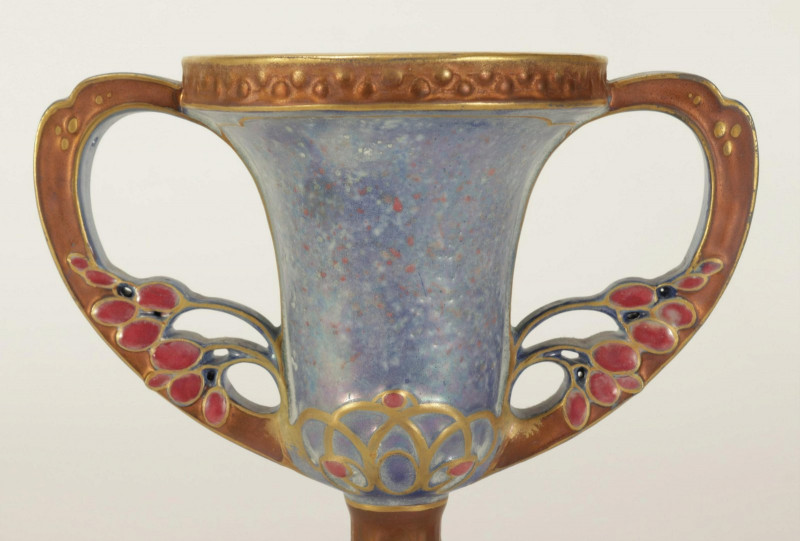 Amphora Gilt Iridescent Glazed Pottery Urn
