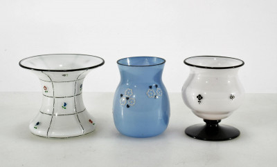 Loetz - Three Opaline Enameled Glass Vases