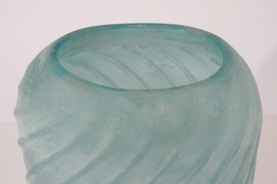 Cendese Green Ribbed Scavo Glass Vase, c.970