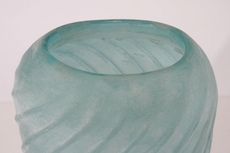 Cendese Green Ribbed Scavo Glass Vase, c.970