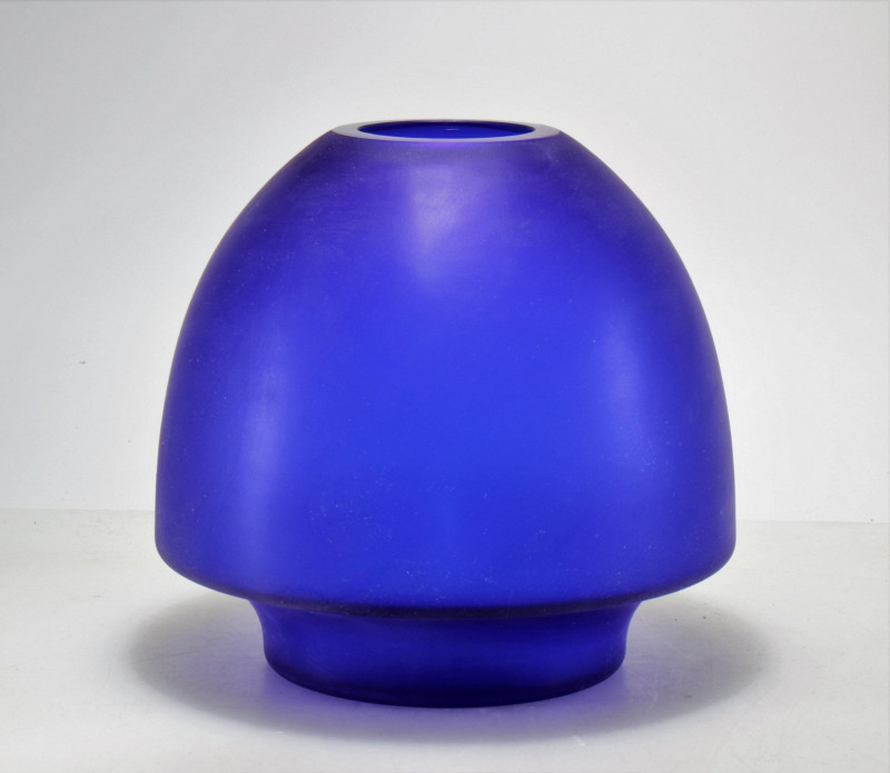 Cendese Frosted Blue Glass Vase, c.1970