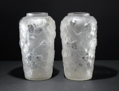 Andre Hunebelle - Pair of Acid Etched Glass Vases