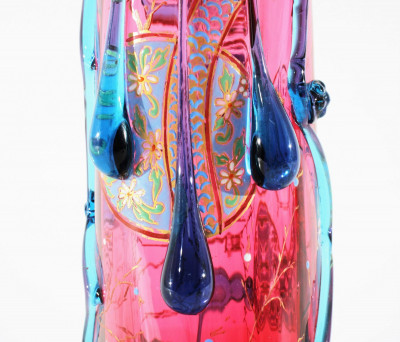 Auguste Jean Enameled Colored Glass Vase, 1900