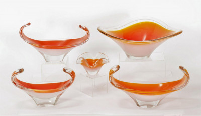 Image for Lot Paul Kedelv for Flygsfors - Coquille Glass Vessels