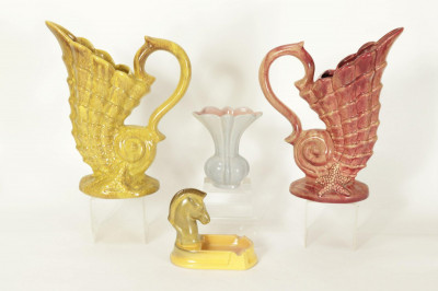 12 Gonder Pottery Vases, Ewers & Trays