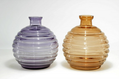Two Venezia & Co. Colored Glass Vases
